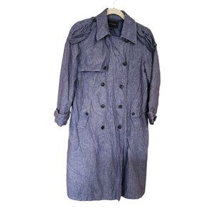 Banana Republic Trench Coat Womens Large Denim Blue NO BELT